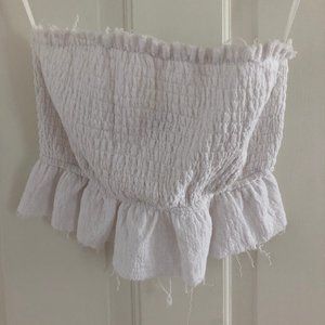 White Ruched Tube Top